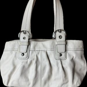 Coach White Leather Tote Bag